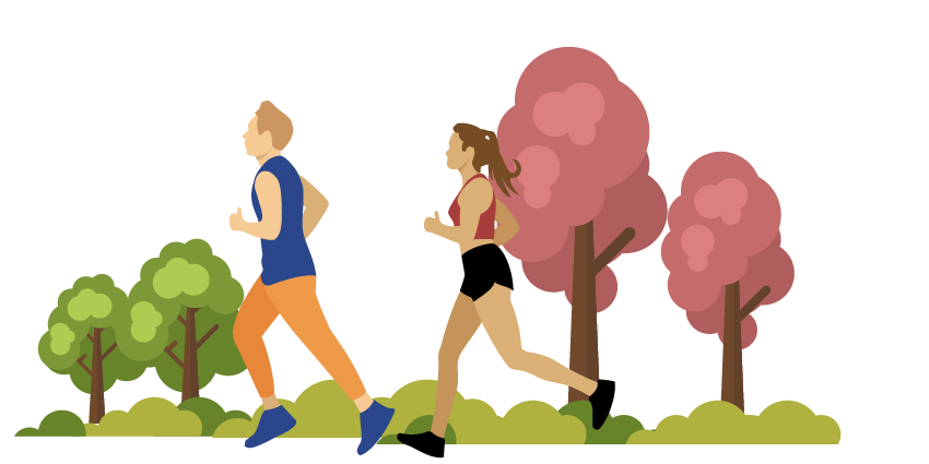 illustration showing 2 people jogging